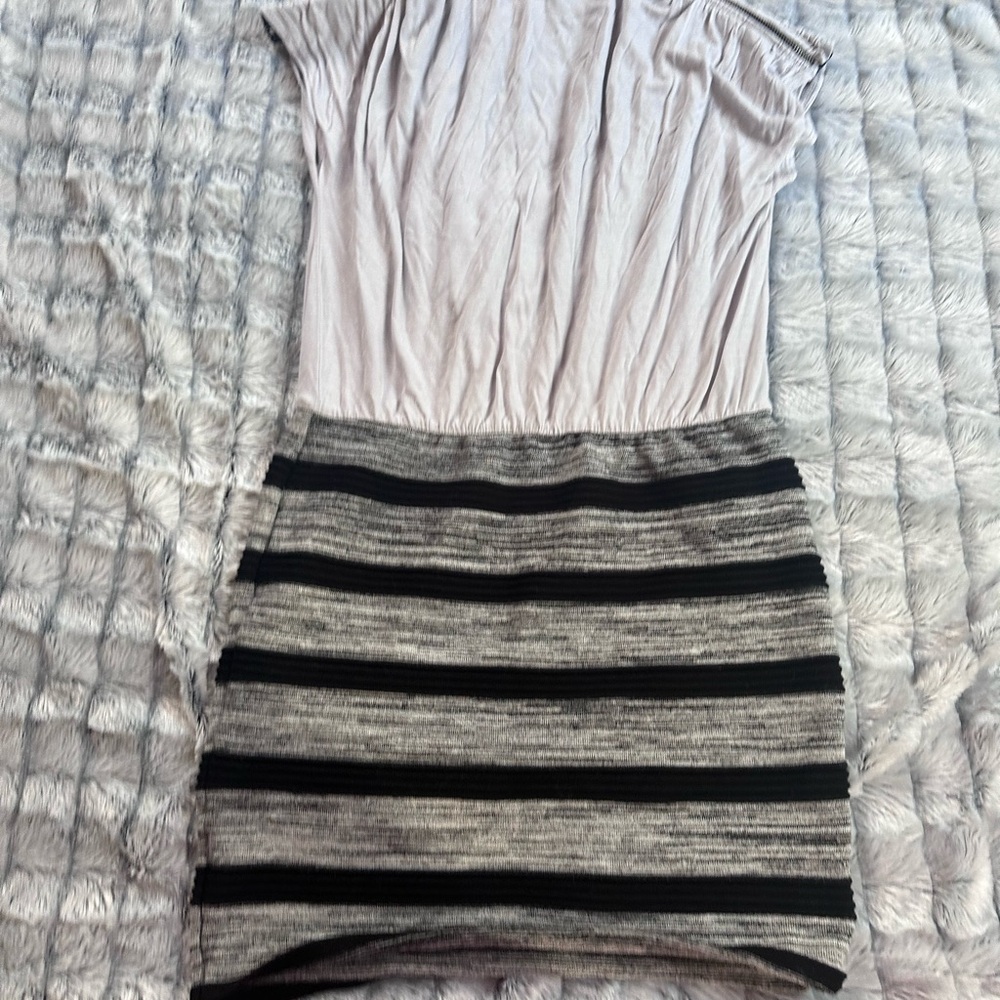 Stylish Black and Gray Striped.  Very stretchy and  hip hugging